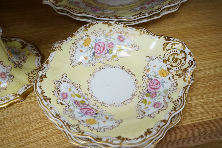 A Copeland and Garrett seventeen piece part dessert service. Condition - poor